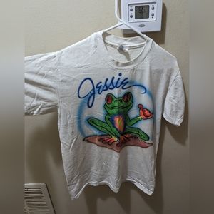 Vintage 90s y2k customized airbrush shirt unisex small peace frog hippie